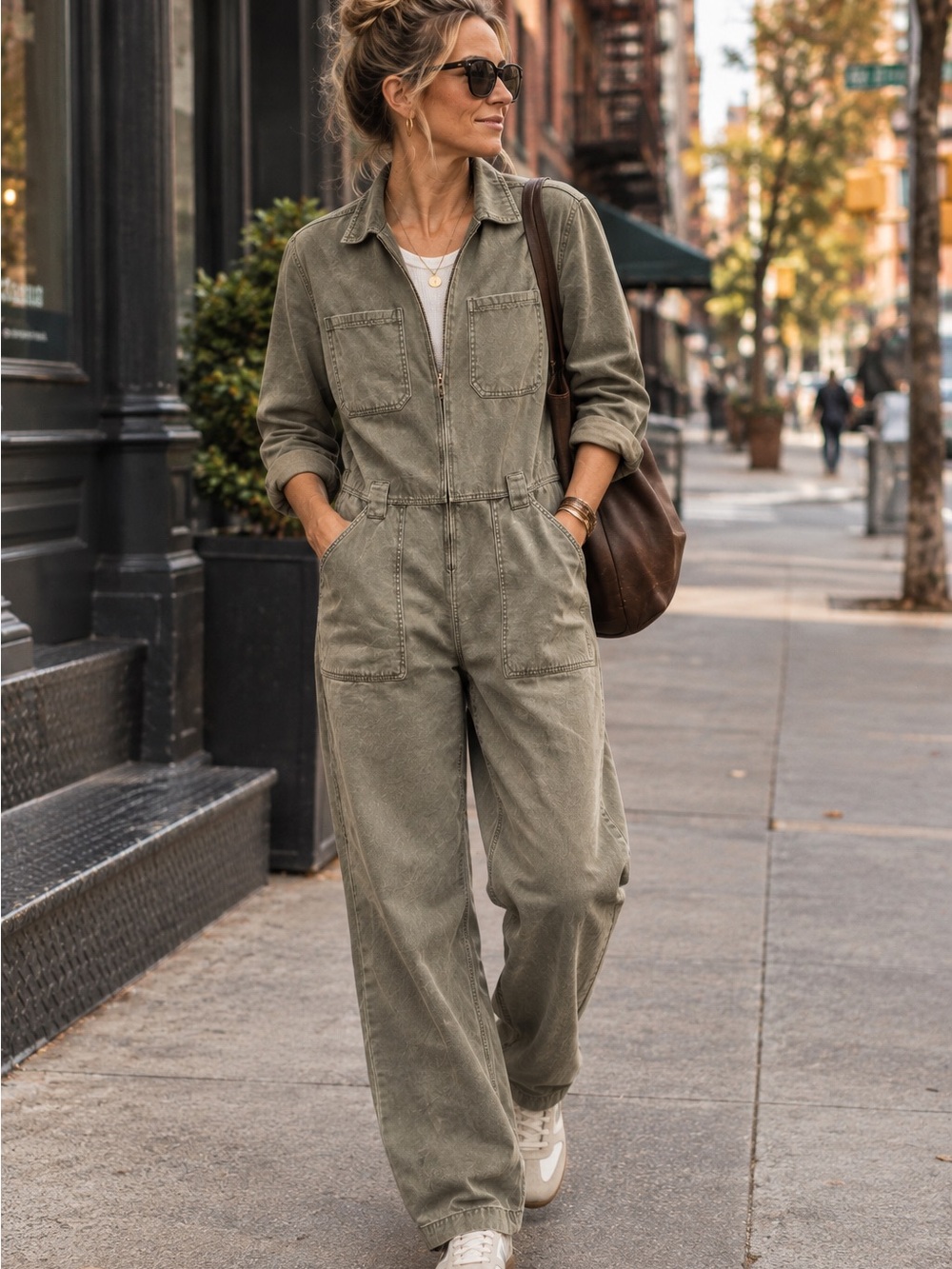 Cotton on 91 Utility Zip-Front Jumpsuit in Olive Green